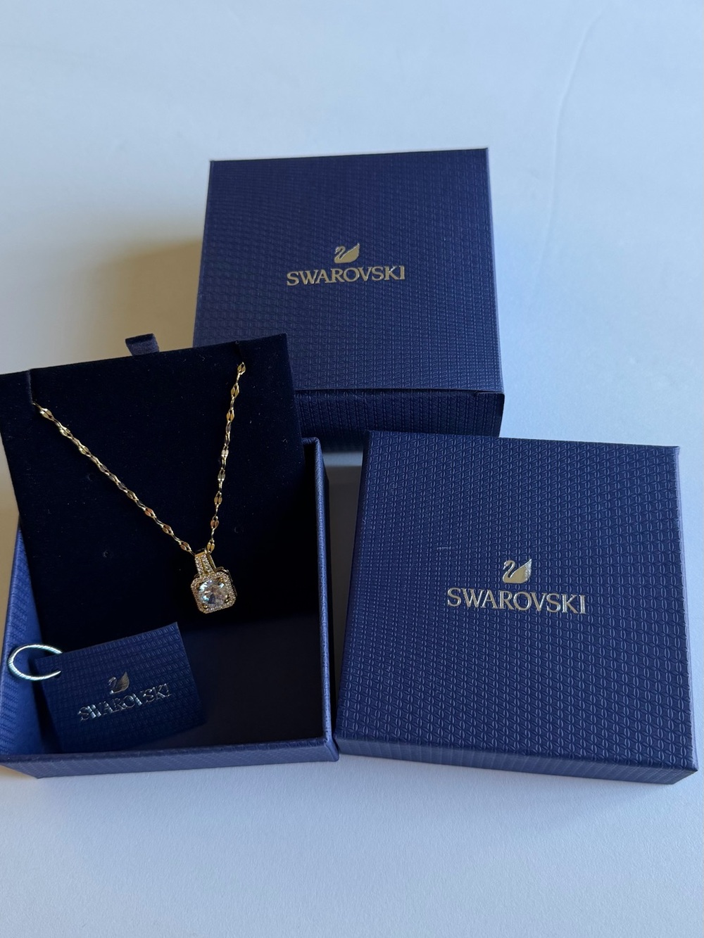 Swarovski Gold Necklace with Clear Crystal Pendant